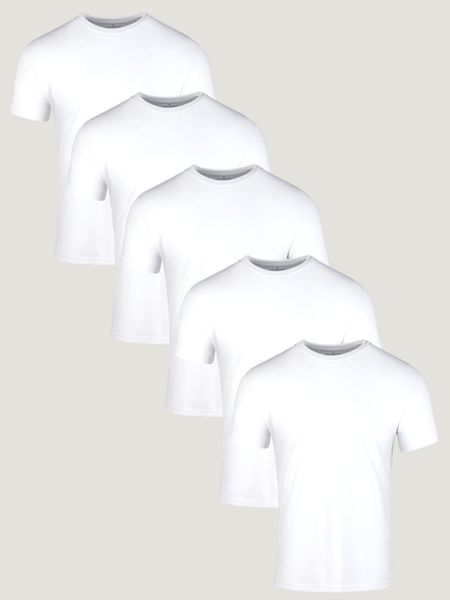 All White Tee Shirt 5-Pack Ghost Mannequin | Fresh Clean Threads